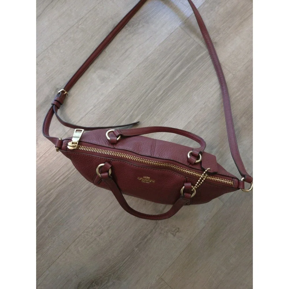 Coach Mini Kelsey Satchel Purse Small Burgundy Pebbled Leather Bag